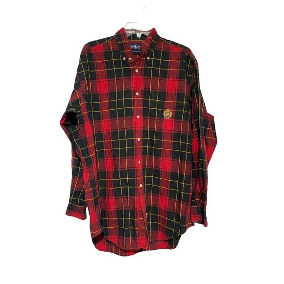 Ralph Lauren Men's Button Down Shirt Plaid Western Red Black Size L - Picture 1 of 5